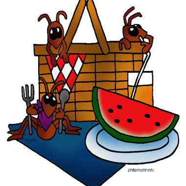 Picnic basket and watermelon